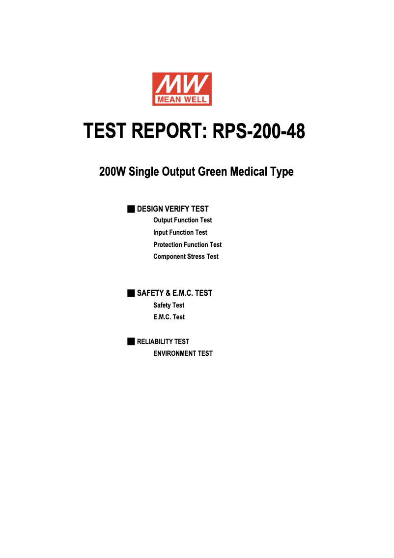 Page 1 de la notice Fiche technique Mean Well RPS-200-48