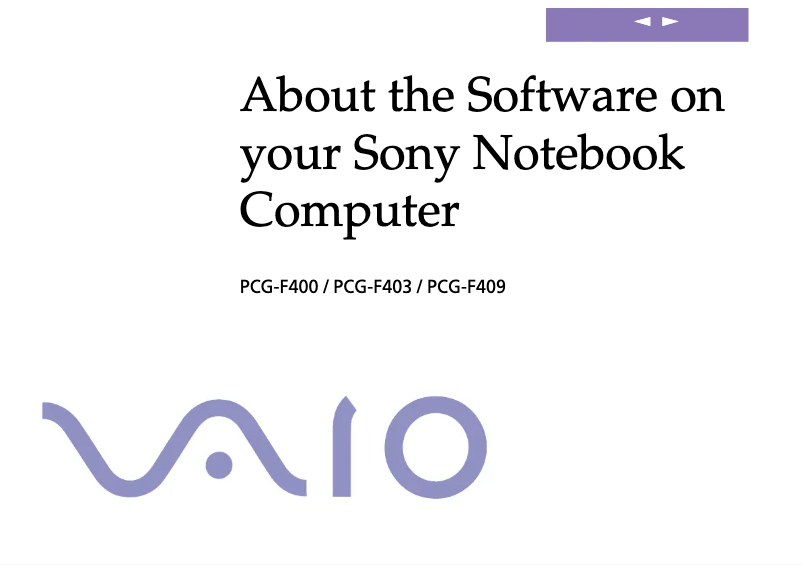 Page n°1 - Manuel utilisateur Sony Vaio PCG-F400