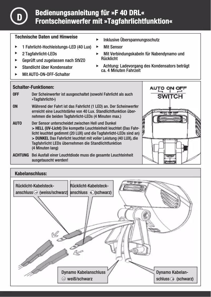 Imagen de la primera página del manual del dispositivo F 40 DRL