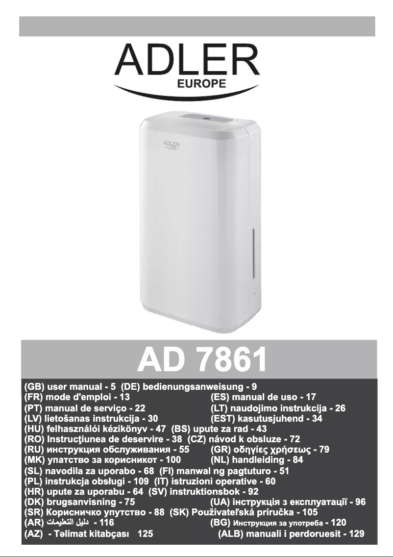 Page n°1 - Manuel utilisateur Adler AD 7861