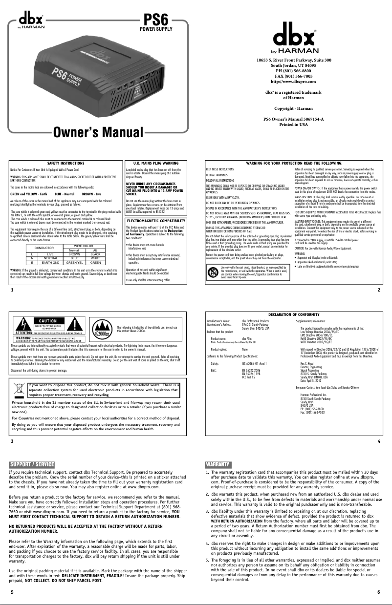 Image de la première page du manuel de l'appareil PS6
