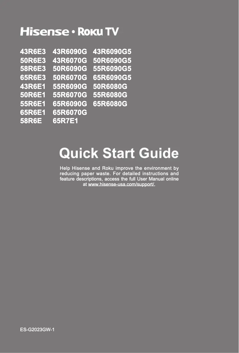 Page 1 de la notice Manuel utilisateur Hisense 55R6080G