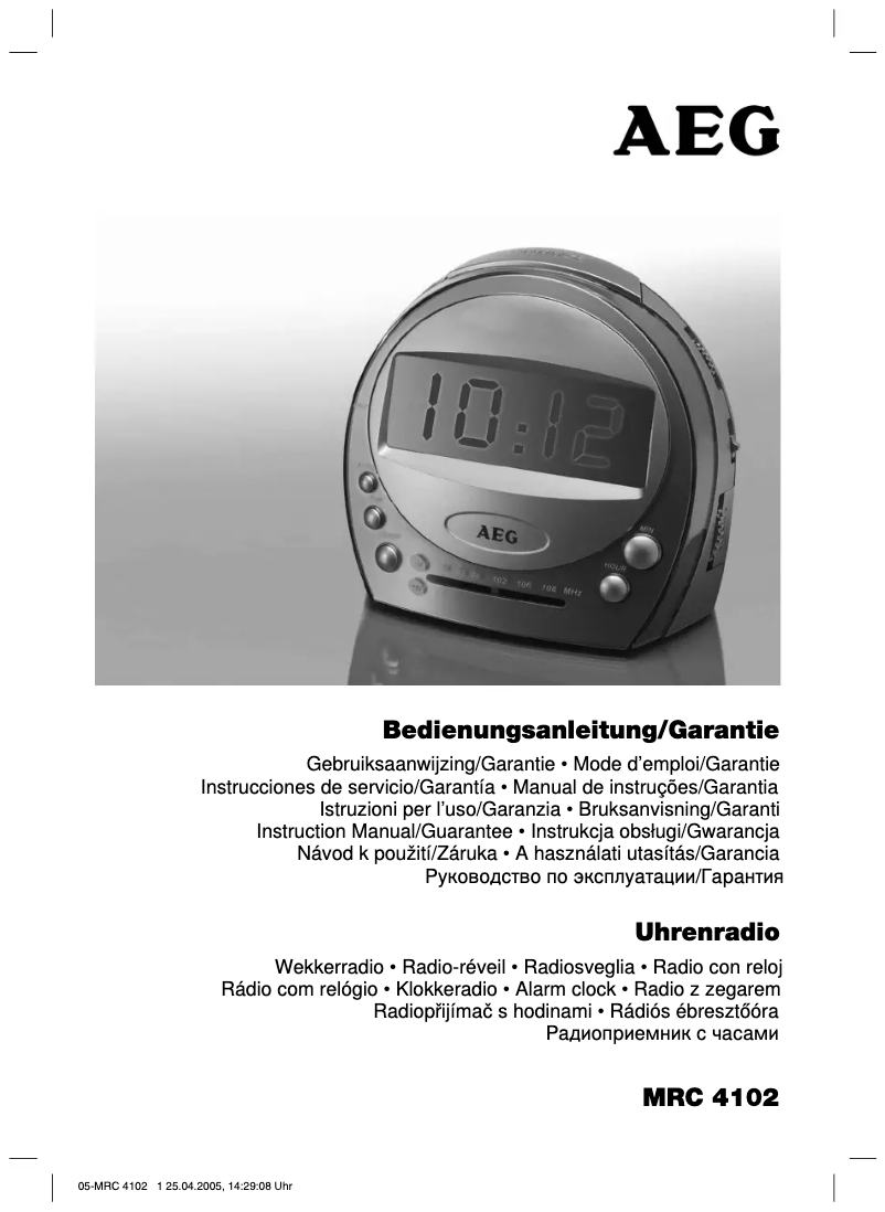 Page 1 de la notice Manuel utilisateur AEG MRC 4102