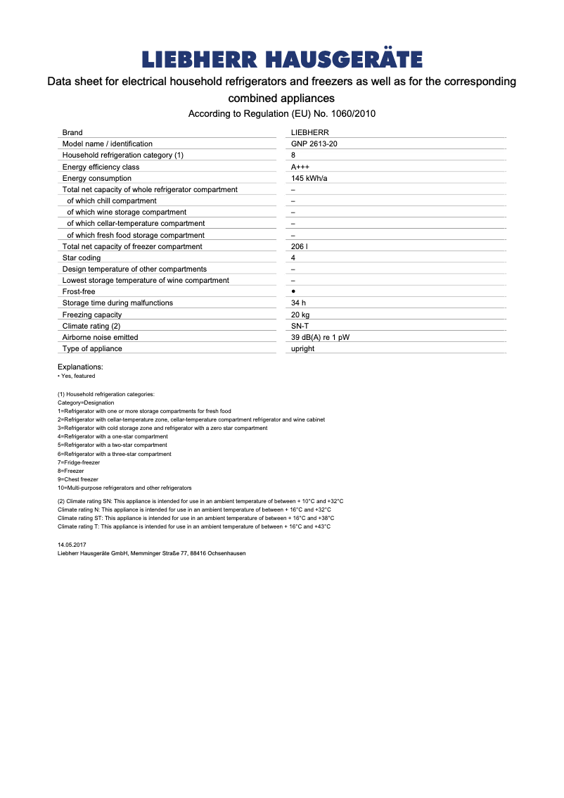 Page n°1 - Manuel utilisateur Liebherr GNP 2613 Comfort NoFrost