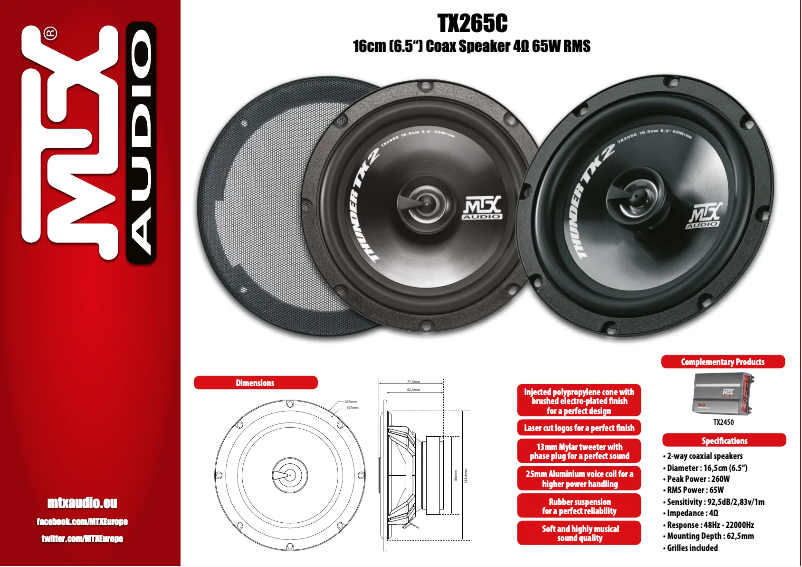 Page 1 de la notice Manuel utilisateur MTX Audio TX265C