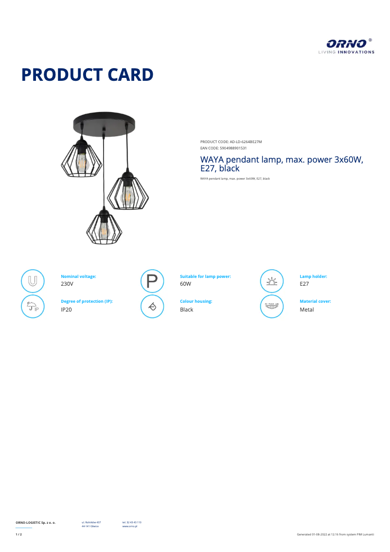 Image de la première page du manuel de l'appareil AD-LD-6264BE27M
