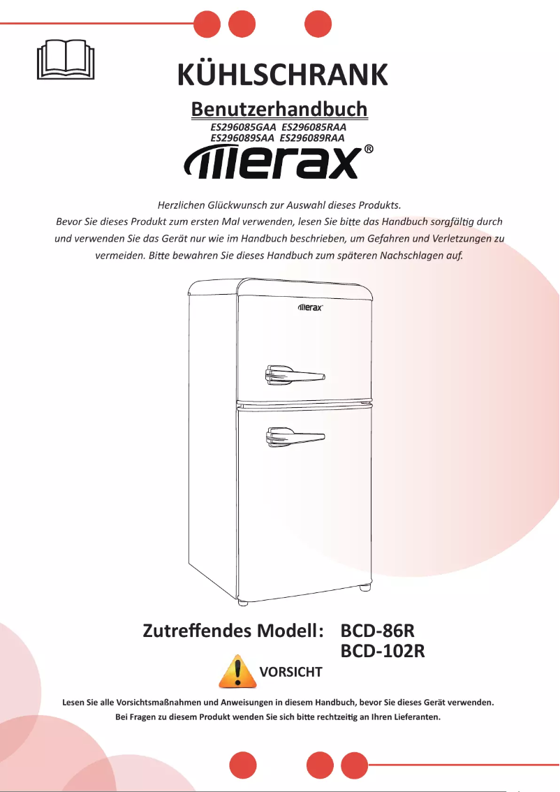 Image de la première page du manuel de l'appareil BCD-86