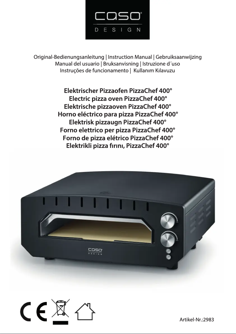 Page 1 de la notice Manuel utilisateur Caso PizzaChef 400°