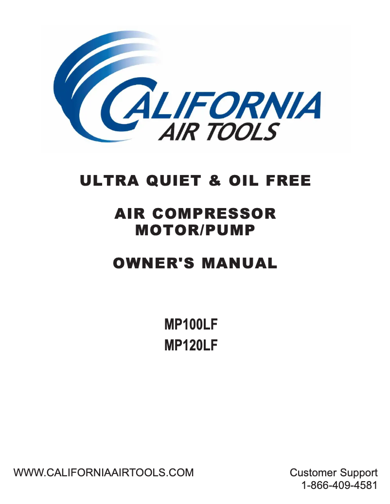 Page n°1 - Manuel utilisateur California Air Tools MP100LF