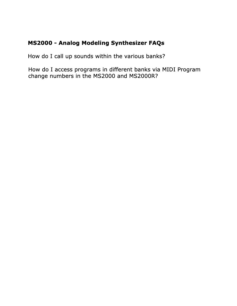 Page 1 de la notice FAQ Korg MS2000BR