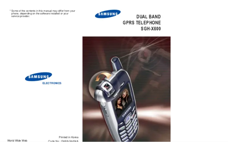 Page 1 de la notice Manuel utilisateur Samsung X600