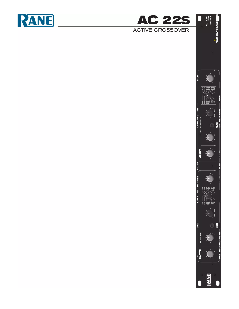 Page 1 de la notice Manuel utilisateur Rane AC22S