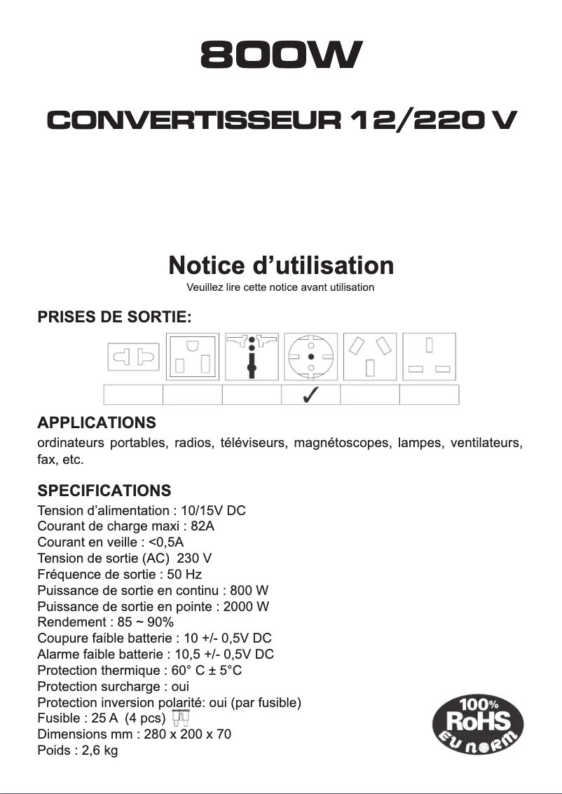 Page n°1 - Manuel utilisateur President ACMA816