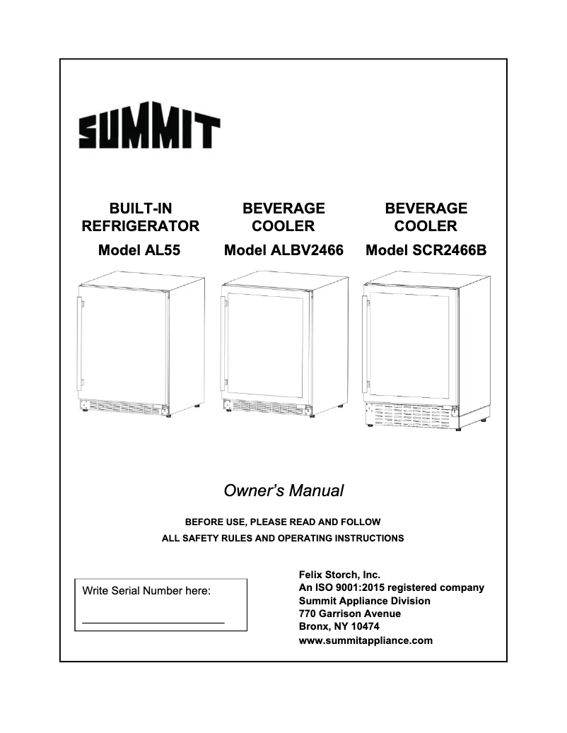 Page 1 de la notice Manuel utilisateur Summit AL55