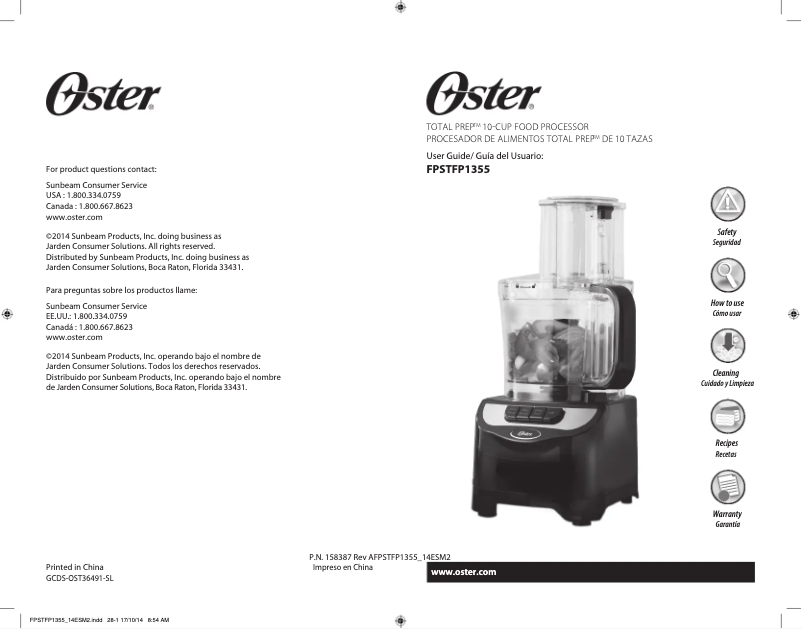 Page 1 de la notice Manuel utilisateur Oster FPSTFP1355