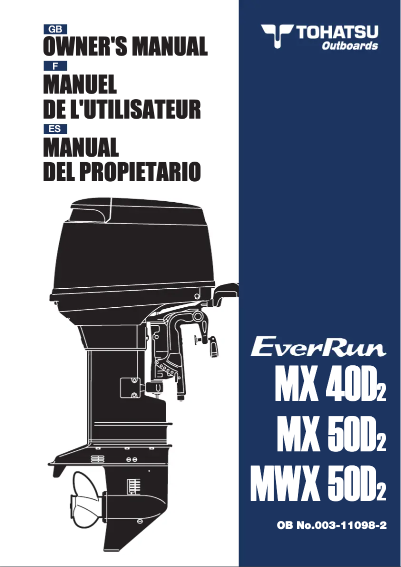Page 1 de la notice Manuel utilisateur Tohatsu MWX50D2