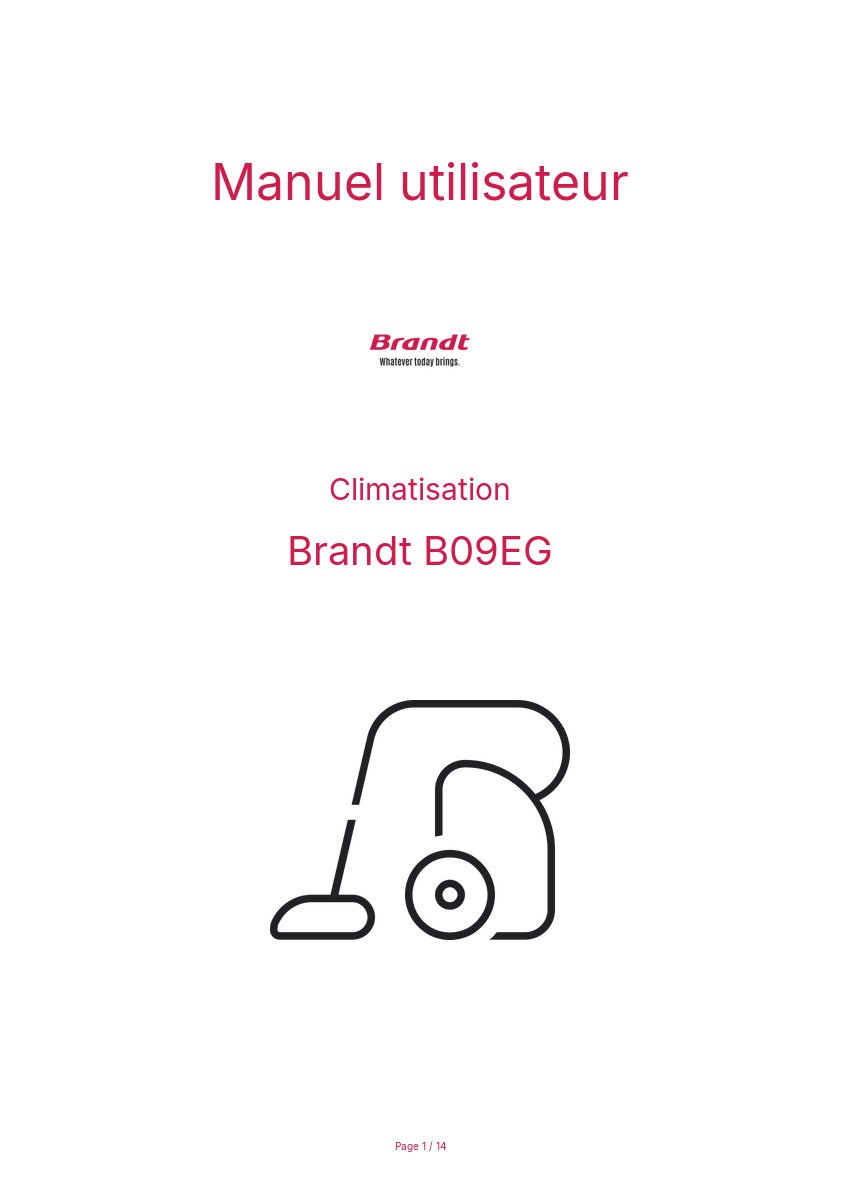 Page n°1 - Manuel utilisateur Brandt B09EG