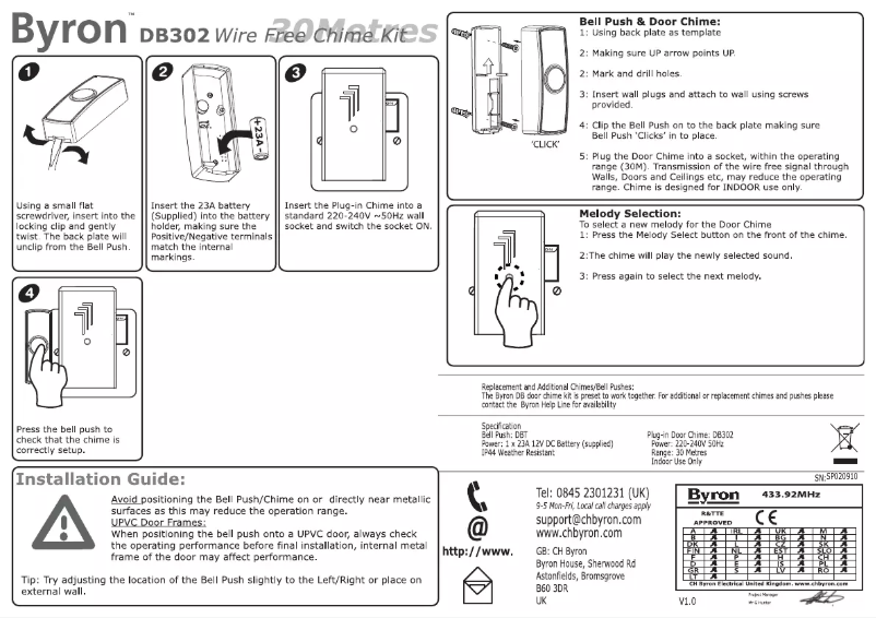 Page 1 de la notice Manuel utilisateur Byron DB302
