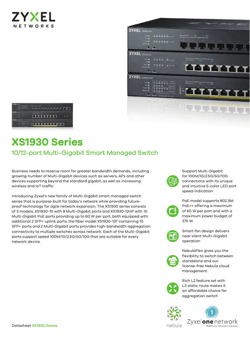 Page n°1 - Fiche technique ZyXEL XS1930-12F