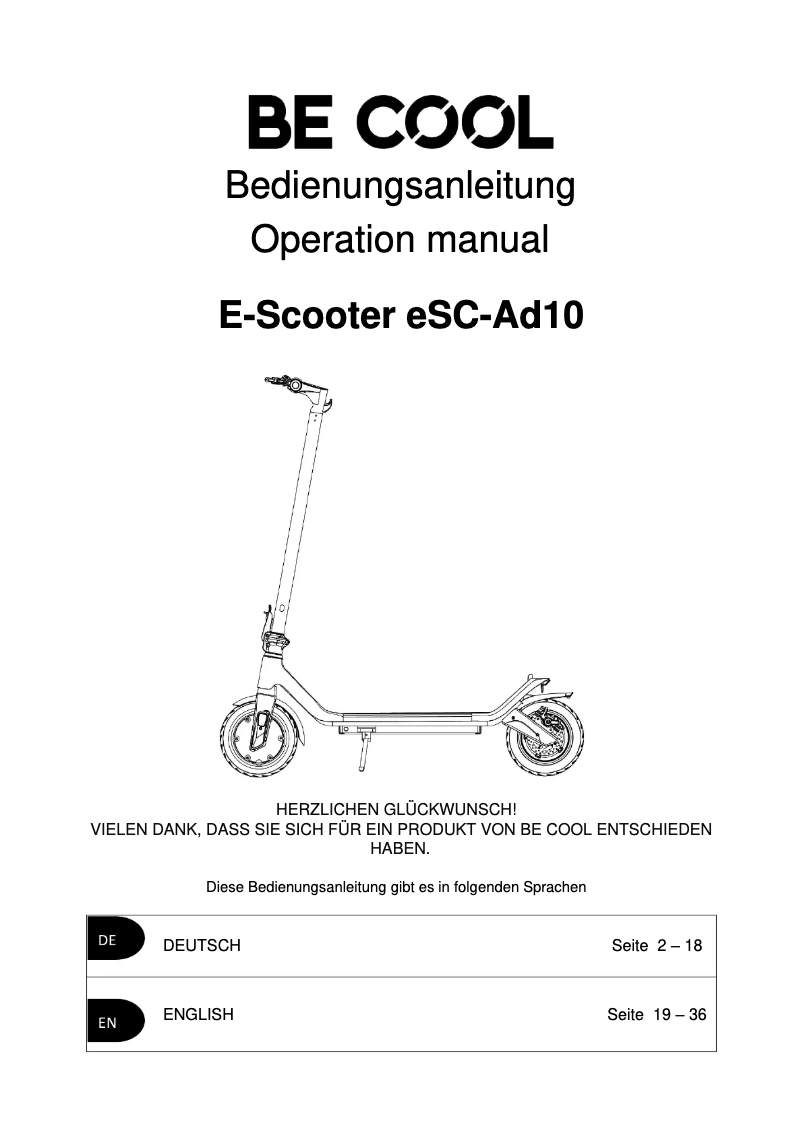Image de la première page du manuel de l'appareil eSC-Ad10