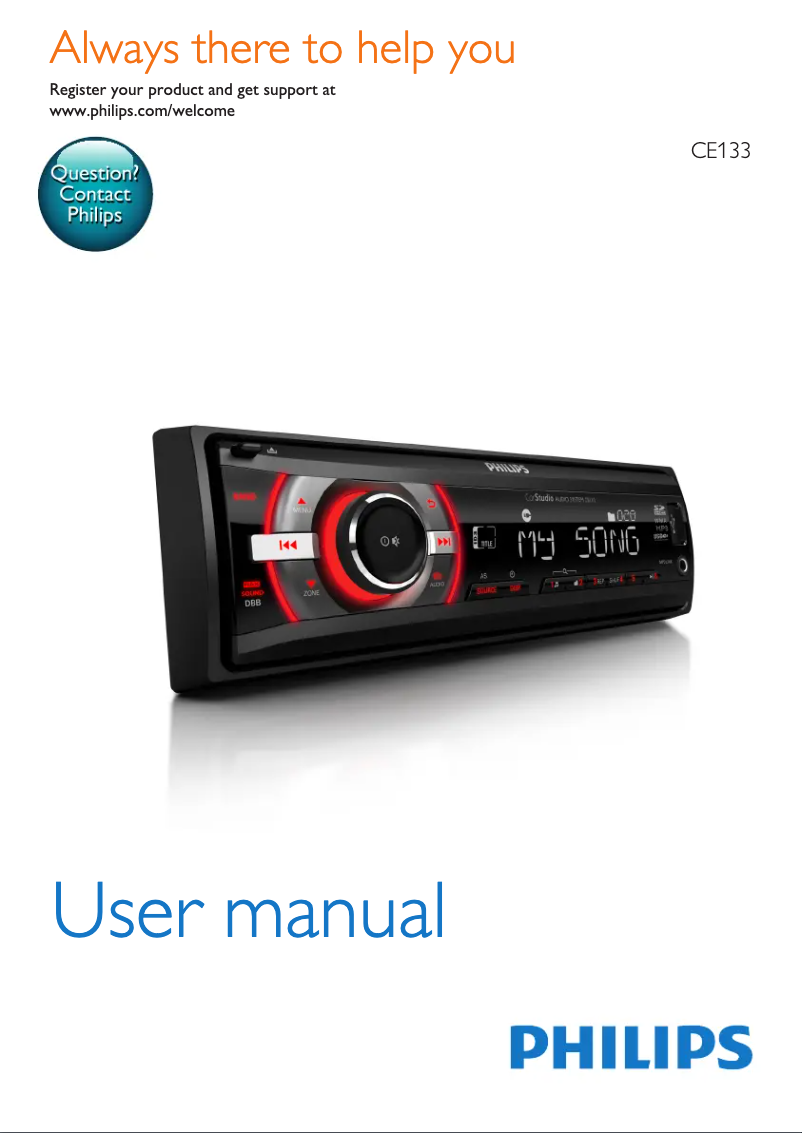 Page 1 de la notice Manuel utilisateur Philips CarStudio CE133