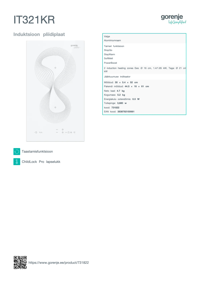 Page n°1 - Manuel utilisateur Gorenje IT321KR