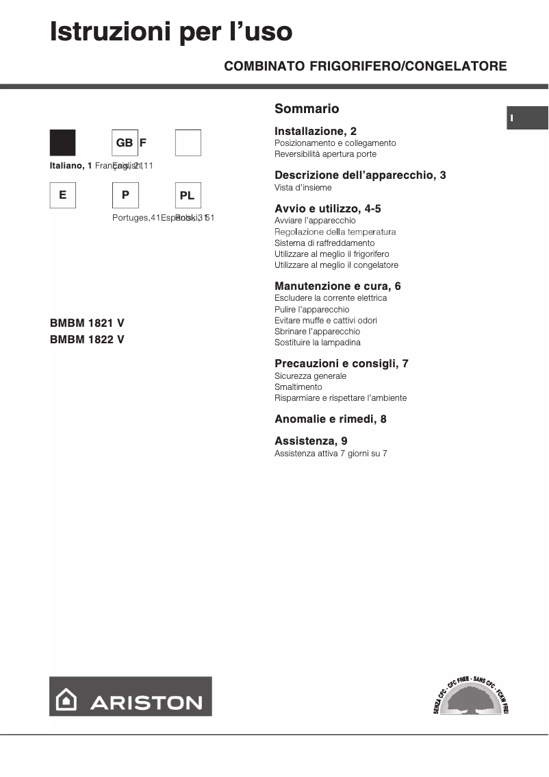 Page 1 de la notice Manuel utilisateur Hotpoint Ariston BMBM 1822 V (FR)/HA