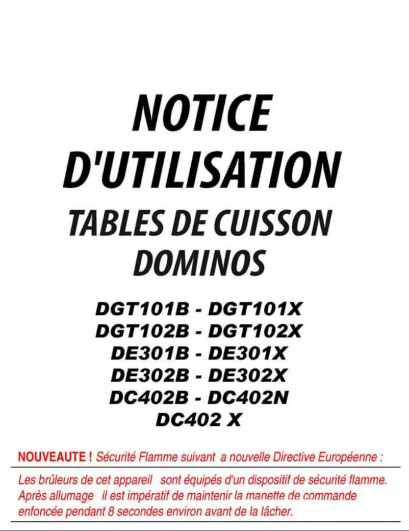 Page n°1 - Manuel utilisateur California DTG102X