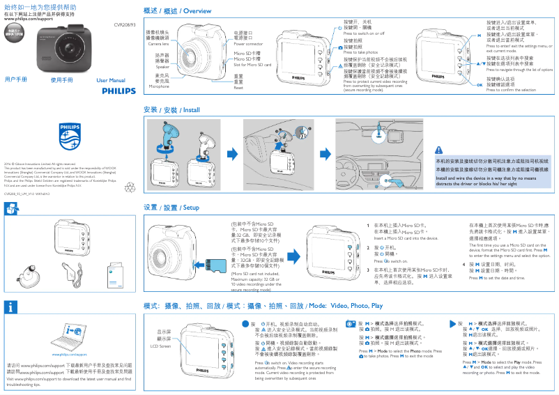 Page n°1 - Manuel utilisateur Philips CVR208