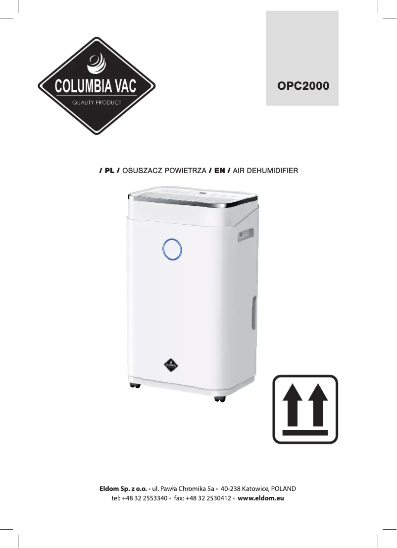 Image de la première page du manuel de l'appareil ColumbiaVac OPC2000