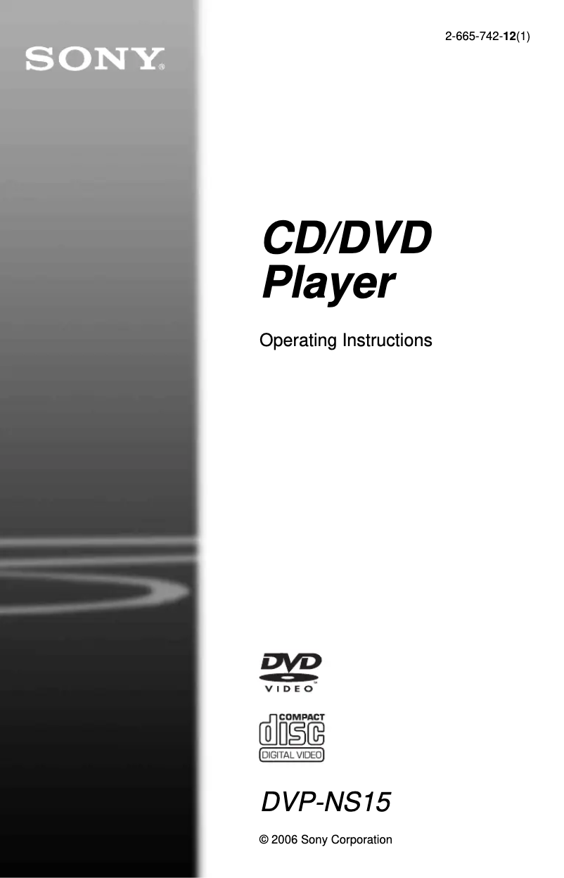 Page n°1 - Manuel utilisateur Sony DVP-NS15