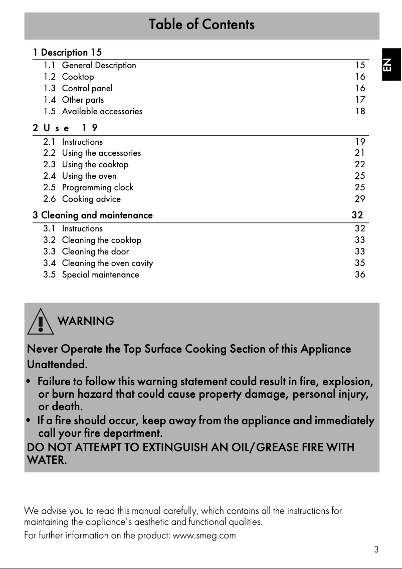 Page n°1 - Manuel utilisateur Smeg SPR36UGGX
