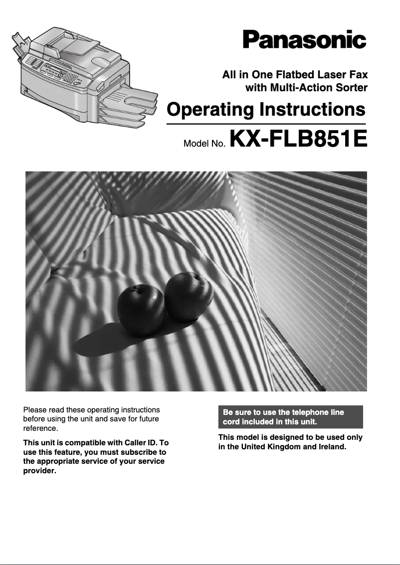 Page 1 de la notice Manuel utilisateur Panasonic KX-FLB851E