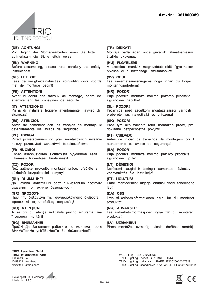 Image de la première page du manuel de l'appareil Manila 361800389