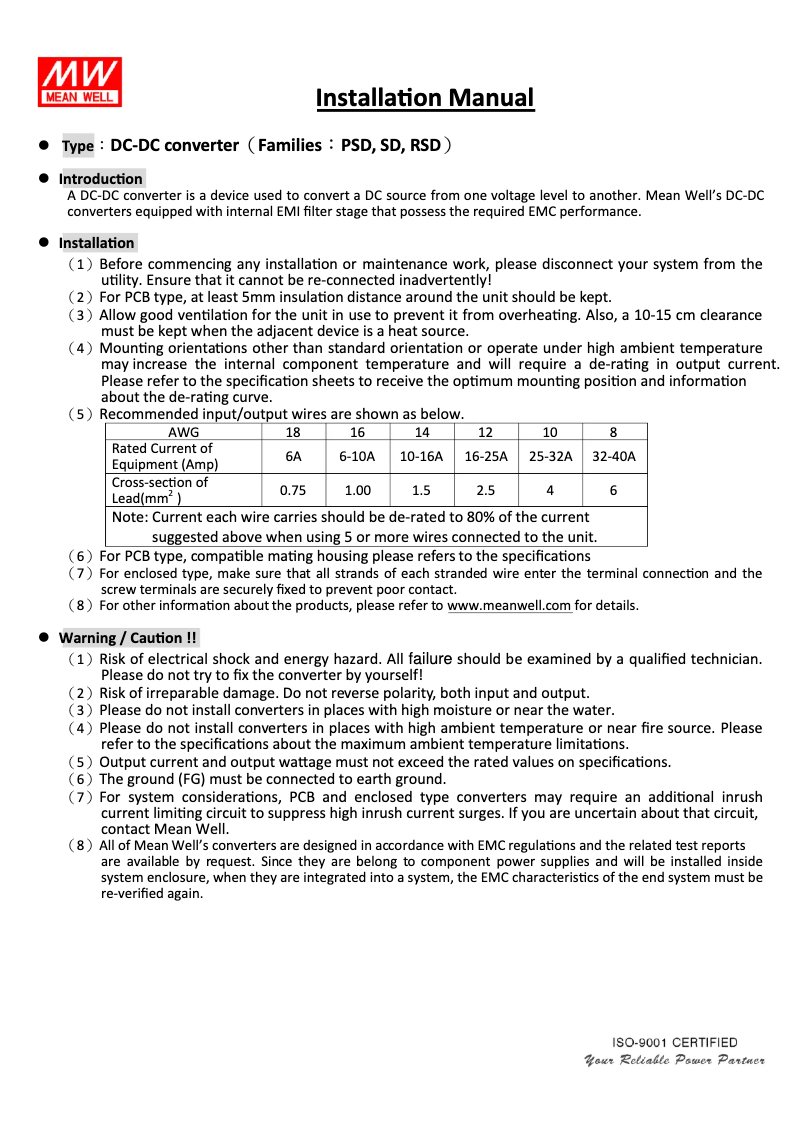 Page 1 de la notice Mode d'emploi Mean Well SD-15A-24