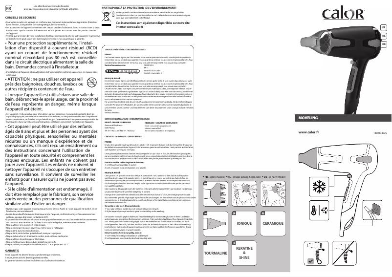 Page 1 de la notice Manuel utilisateur Calor CV3820C0