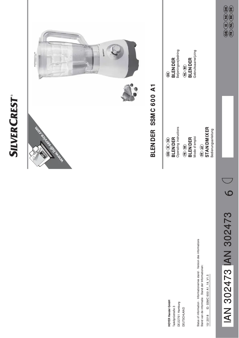 Page n°1 - Manuel utilisateur SilverCrest SSMC 600 A1