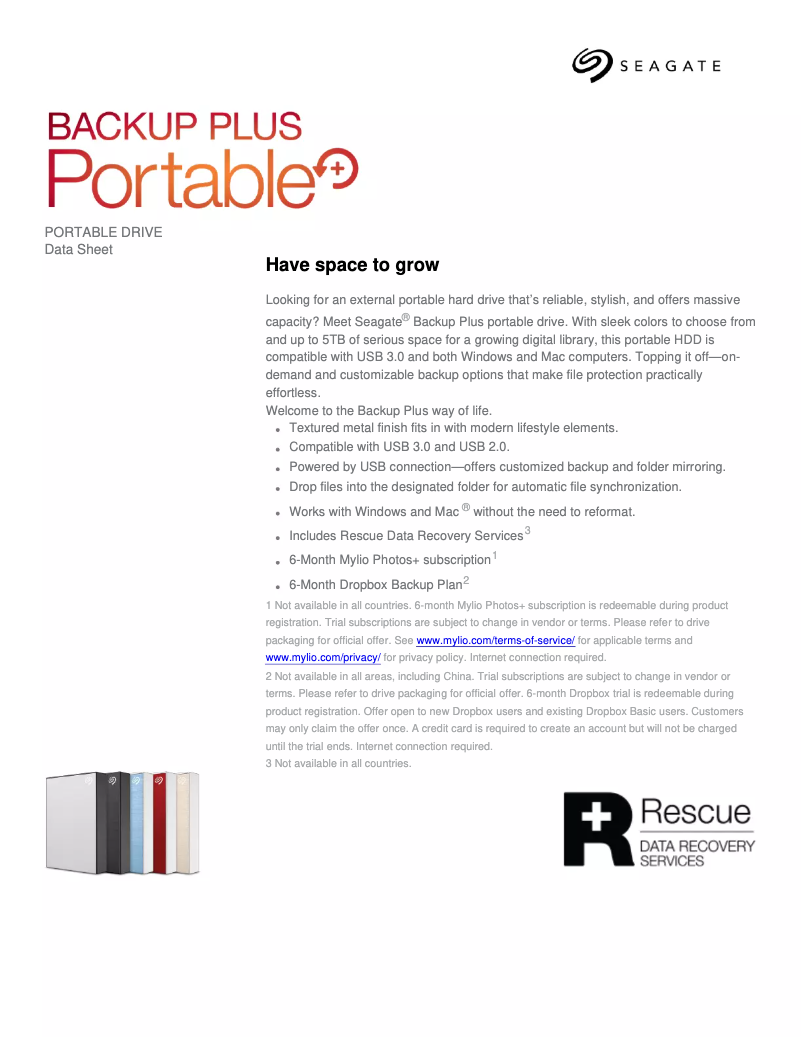 Image de la première page du manuel de l'appareil Backup Plus Portable