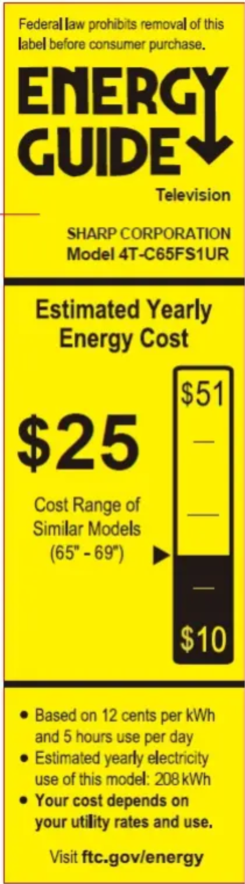 Page 1 de la notice Label énergétique Sharp 4T-C65FS1UR
