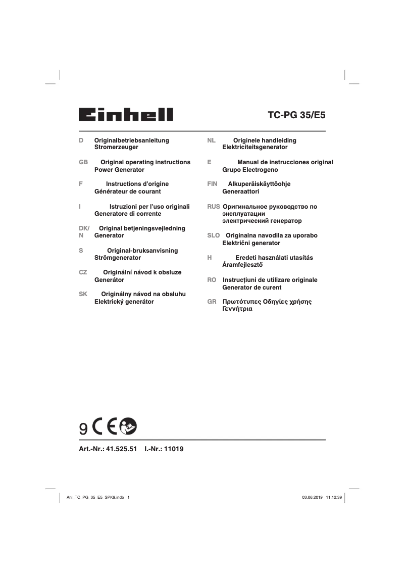 Image de la première page du manuel de l'appareil TC-PG 35/E5