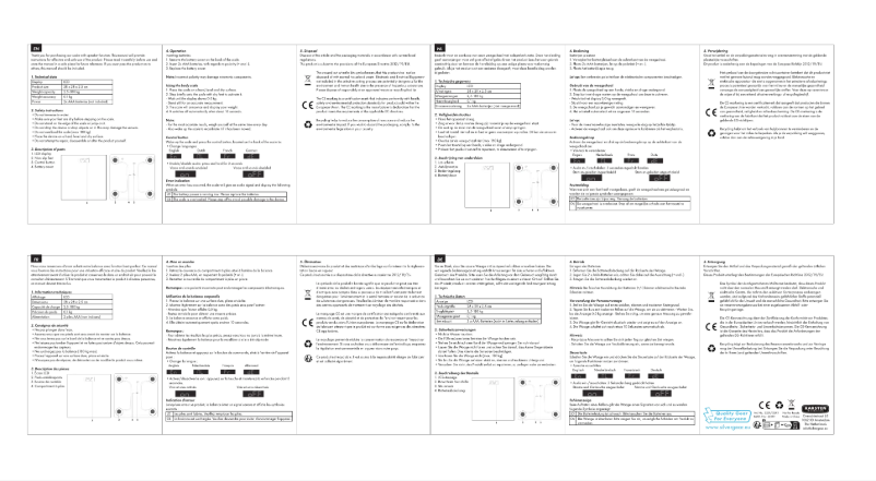 Image de la première page du manuel de l'appareil Talking Scale