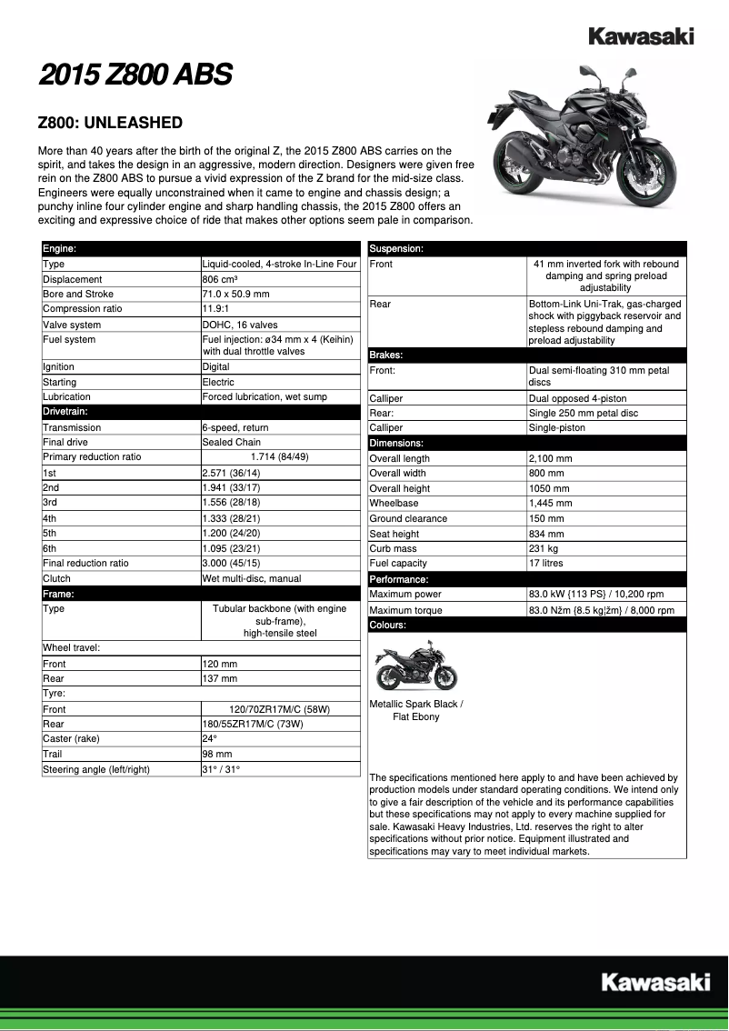 Página 1 del manual Manual de usuario Kawasaki Z800 (2012)