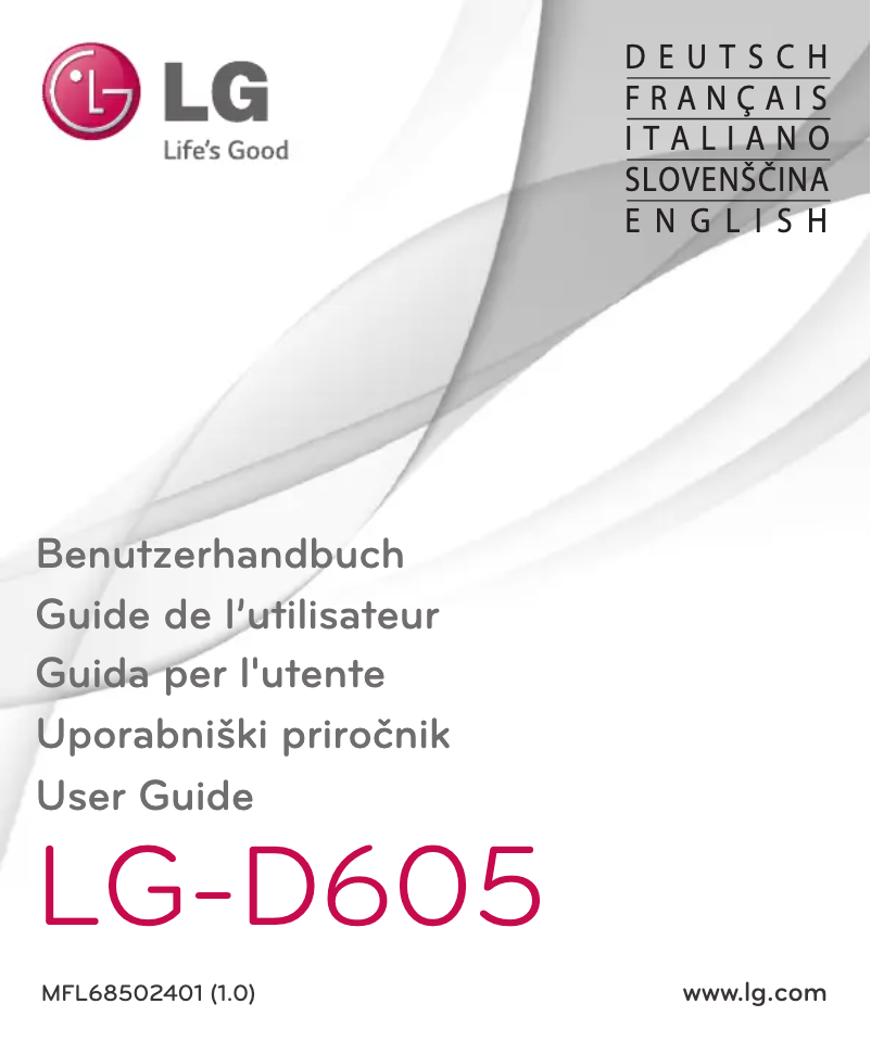Page n°1 - Manuel utilisateur LG LG-D605