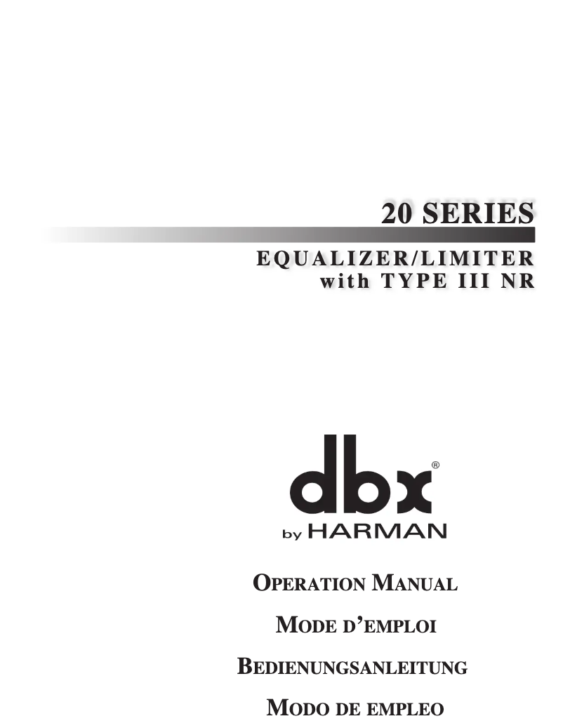 Page n°1 - Manuel utilisateur DBX 2231