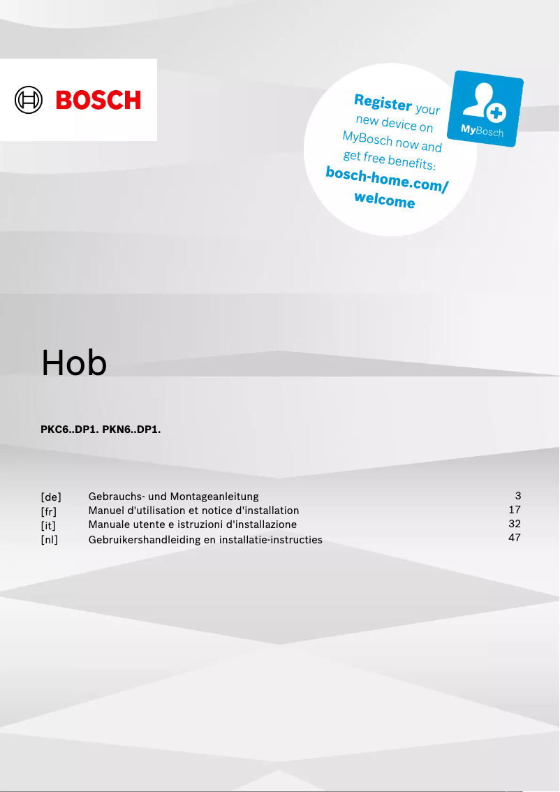 Página 1 del manual Manual de usuario Bosch PKN601DP1D