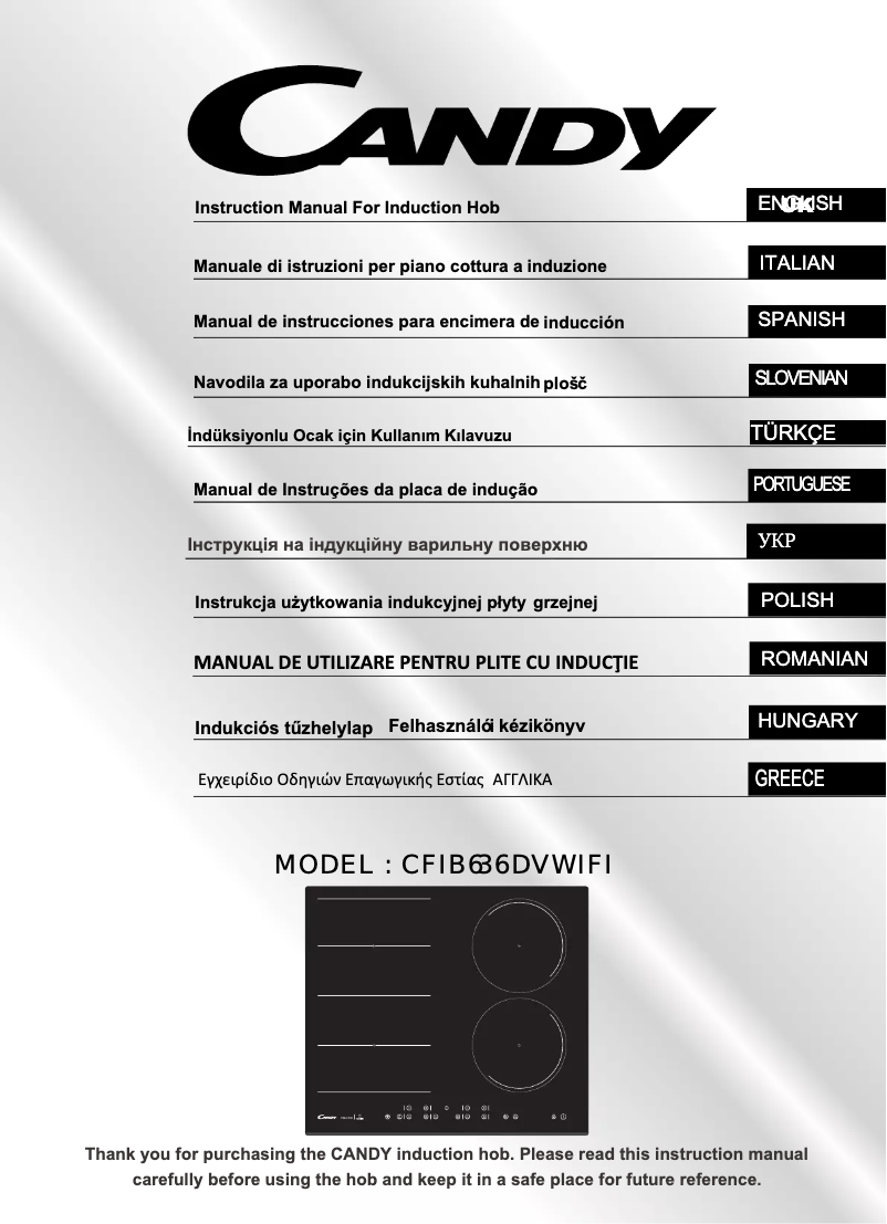 Page 1 de la notice Manuel utilisateur Candy CFIB636DV WIFI