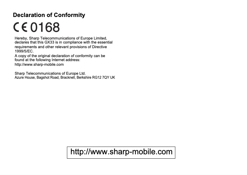 Page 1 de la notice Manuel utilisateur Sharp GX33