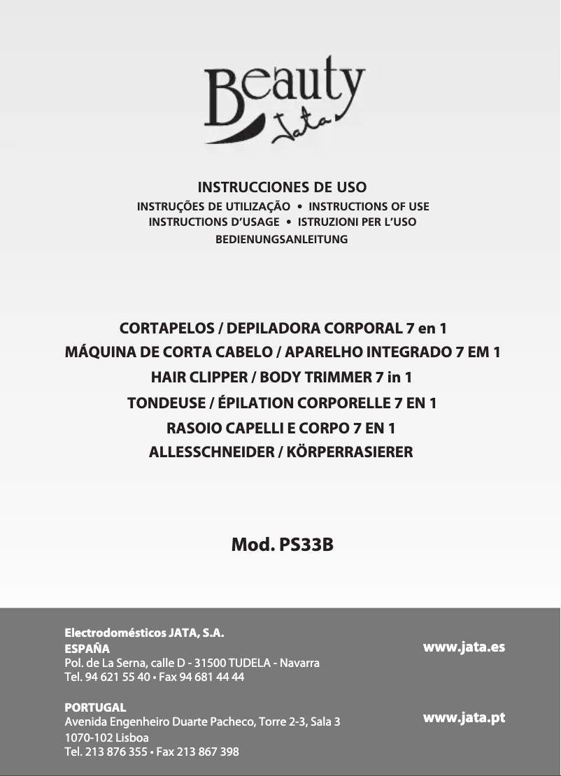 Page n°1 - Manuel utilisateur Jata PS33B