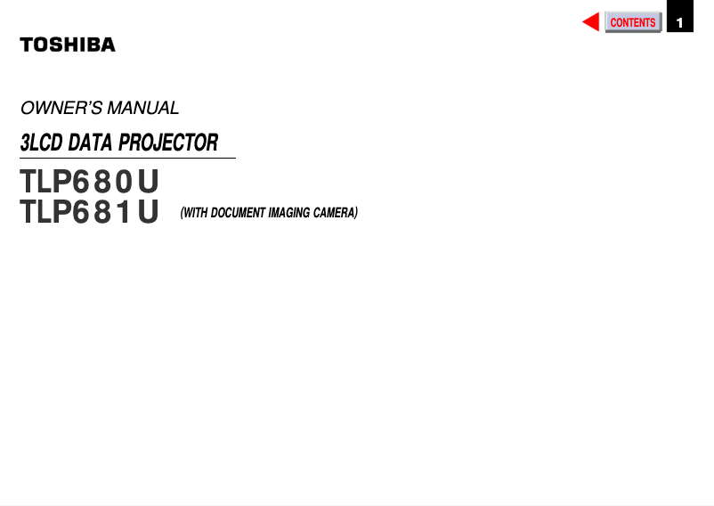 Page 1 de la notice Manuel utilisateur Toshiba TLP-681U