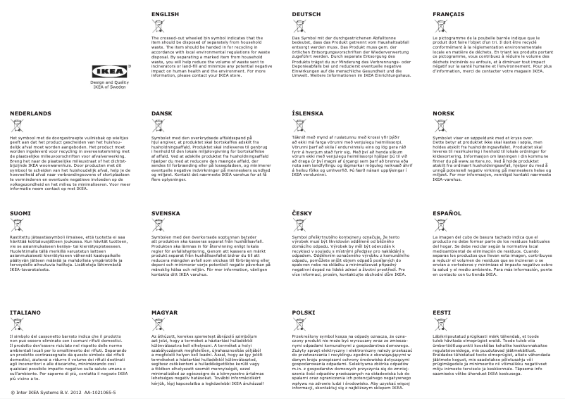 Page 1 de la notice Mode d'emploi Ikea LUFTMASSA